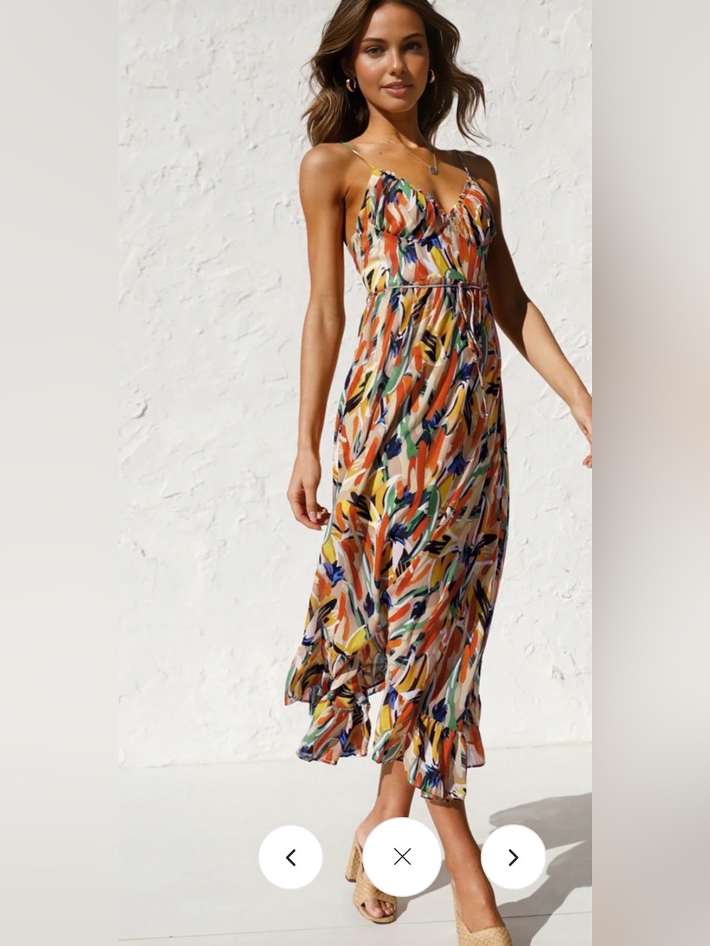 Commense Multicolor Abstract Print Maxi Dress (Orange, Blue, Green, Yellow)